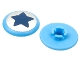 Part No: 45471pb03  Name: Clikits, Icon Round 2 x 2 Large with Pin with Dark Blue Star on Silver Background Pattern