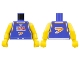 Part No: 973bpb155c01  Name: Torso Basketball Jersey Tank Top with White Trim, NBA Logo, and Orange Number 7 Pattern / Yellow NBA Arms