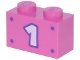 Lot ID: 382076929  Part No: 3004pb260  Name: Brick 1 x 2 with White Number 1 with Dark Purple Outline and 4 Dots Pattern