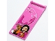 Part No: 30292pb073  Name: Flag 7 x 3 with Bar Handle with Magenta Globe and 2 Female Students with Books Pattern (Sticker) - Set 41731