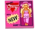 Part No: 3068pb0928  Name: Tile 2 x 2 with Doll and 'MALIBU Stacy WITH NEW HAT!' Pattern