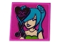 Part No: 3068pb1455  Name: Tile 2 x 2 with Heart and '25', Scissors and Girl with Medium Azure Hair Pattern (Sticker) - Set 41391