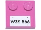 Part No: 33909pb018  Name: Tile, Modified 2 x 2 with Studs on Edge with White License Plate and Black 'W3E 566' Pattern (Sticker) - Set 77241