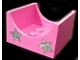 Part No: 4461pb02  Name: Container, Box 4 x 4 x 2 Bottom with Semicircle Cutout Ends with 2 Iridescent Silver Stars Pattern (Stickers) - Set 5944