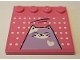 Part No: 6179pb135  Name: Tile, Modified 4 x 4 with Studs on Edge with White Dots and Medium Lavender Cat Pattern (Sticker) - Set 41342