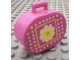 Part No: 6203pb11  Name: Scala Utensil Oval Case with Yellow Flower and White Dots on Dark Pink Background Pattern (Sticker) - Set 3118