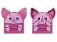 Part No: 6996pb01  Name: Duplo, Brick 2 x 2 x 2 Curved Top with Pointed Ears with Bright Pink Head, Hands and Feet, Black Eyes and Mouth, Magenta Stripes, Smile / Worried Pattern (Piglet)