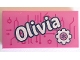 Part No: 87079pb0539  Name: Tile 2 x 4 with 'Olivia' and Gear Pattern