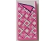 Part No: 87079pb0875  Name: Tile 2 x 4 with Blanket with Bright Pink, Dark Pink, and White Diamonds, Black Stitching, and Folded Right Corner Pattern (Sticker) - Set 41339