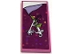 Part No: 87079pb1372  Name: Tile 2 x 4 with Holographic Magenta Blanket, Rose with Lime Stems and Leaves, Letter A, Folded Lavender Corner, White Bedsheet Pattern (Sticker) - Set 41162