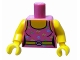 Lot ID: 376750441  Part No: 973pb0941c01  Name: Torso Female Dark Pink Top with Colorful Decorations Pattern (Eighties Style Gym Clothes) / Yellow Arms / Yellow Hands