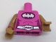 Part No: 973pb2570c01  Name: Torso Batman Female Logo on Magenta Oval and Silver Belt with Bat Buckle Pattern / Medium Nougat Arms with Cuffs Pattern / Medium Nougat Hands
