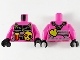 Part No: 973pb3769c01  Name: Torso Ninjago Black Breastplate with Silver Straps, Pixelated Flask, Skull, and Heart Pattern / Dark Pink Arms / Black Hands