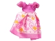Part No: belvdress01  Name: Belville, Clothes Dress (Child) Long, Short Net Sleeves, Pink Skirt with Crown and Swirls Pattern