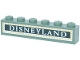 Part No: 3009pb279  Name: Brick 1 x 6 with Dark Green Marquee Sign, White 'DISNEYLAND' and Border with Yellow Dots Pattern (Sticker) - Set 43302