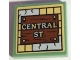 Part No: 3068pb2216  Name: Tile 2 x 2 with 'CENTRAL ST.' Sign on Reddish Brown Wooden Board Pattern (Sticker) - Set 70430