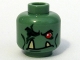 Part No: 3626pb0369  Name: Minifigure, Head Alien Troll with Red Eye, Black Eyebrows and Cheek Lines, Dark Green Scar and Eye Shadow, and Frown with Tan Lower Fangs Pattern