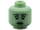 Part No: 3626pb0675  Name: Minifigure, Head Female Black Eyebrows, Eyelashes, Dark Green Lips, Neutral Pattern