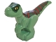 Part No: 37829pb09  Name: Dinosaur Baby Standing with Dark Green Back, Dark Red Stripes, and Yellow Eyes Pattern