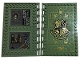 Part No: 69934pb008  Name: Tile, Modified 10 x 16 with Studs on Edges and Bar Handles with Hogwarts Potions Class with Black 'TOM RIDDLE', Books, 'Potions', Wooden Shelf, Portrait, Cobwebs and Flag of Slytherin Pattern on Inside (Stickers) - Set 76383