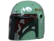 Part No: 87610pb30  Name: Minifigure, Headgear Helmet with Holes, SW Mandalorian with Black and Dark Red Visor, Dark Green Cheek Indents and Silver Battle Damage Pattern