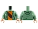 Part No: 973pb5724c01  Name: Torso Hoodie with Black Pockets over Orange Shirt with Reddish Brown Belt Bag Pattern / Sand Green Arms / Light Nougat Hands