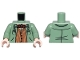 Part No: 973pb5866c01  Name: Torso Overcoat over Medium Nougat Striped Sweater Vest, Tan Plaid Shirt, and Reddish Brown Bow Tie Pattern / Sand Green Arms / Light Nougat Hands