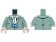 Part No: 973pb6051c01  Name: Torso Shirt Partially Open with Buttons over Blue and Dark Azure Vest, White Scarf with Fringe Pattern / Sand Green Arms / Light Nougat Hands