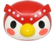 Part No: 109446pb01  Name: Minifigure, Head, Modified Owl with Molded White Face and Printed Black Eyes, Coral Cheeks, Yellow Beak and White Dots on Eyebrows Pattern