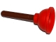 Part No: 11251pb02  Name: Minifigure, Utensil Plunger with Molded Hard Plastic Reddish Brown Handle Pattern - Flexible Rubber