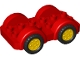 Part No: 11841c02  Name: Duplo Car Base 2 x 6 with Black Tires and Yellow Wheels on Fixed Axles