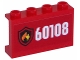 Part No: 14718pb005  Name: Panel 1 x 4 x 2 with Side Supports - Hollow Studs with Fire Logo and White '60108' on Red Background Pattern (Sticker) - Set 60108