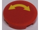 Part No: 14769pb043  Name: Tile, Round 2 x 2 with Bottom Stud Holder with Yellow Curved Arrow Double on Red Background Pattern (Sticker) - Sets 60076 / 60166