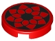 Part No: 14769pb126  Name: Tile, Round 2 x 2 with Bottom Stud Holder With Black Floral Outline Pattern