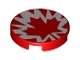 Part No: 14769pb275  Name: Tile, Round 2 x 2 with Bottom Stud Holder with Red and White Maple Leaf Pattern