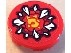 Part No: 14769pb537  Name: Tile, Round 2 x 2 with Bottom Stud Holder with Dark Red and Bright Light Orange Maw with White Fangs Pattern (Sticker) - Set 70323