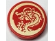 Part No: 14769pb840  Name: Tile, Round 2 x 2 with Bottom Stud Holder with Gold Dragon in Circle Pattern (Sticker) - Set 70677
