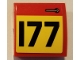Part No: 15068pb247L  Name: Slope, Curved 2 x 2 x 2/3 with Door Handle and Black Number 177 on Yellow Background Pattern Model Left Side (Sticker) - Set 75894