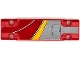 Part No: 15458pb055R  Name: Technic, Panel Plate 3 x 11 x 1 with Bright Light Orange, Red and White Curved Stripes and Light Bluish Gray Hatch with Black Outline Pattern Model Right Side (Sticker) - Set 42098