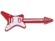 Lot ID: 309788943  Part No: 17356pb03  Name: Minifigure, Utensil Musical Instrument, Guitar Electric 'ML' Type with Curved White Pickguard and Silver Strings, Bridge, and Whammy Bar Pattern