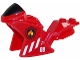 Part No: 18895pb07  Name: Motorcycle Fairing, Racing (Sport) Bike with Black Windshield Pattern with White Danger Stripes, '08', and Fire Logo Pattern on Both Sides (Stickers) - Set 60108