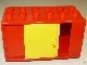 Part No: 2029pb01  Name: Duplo Vehicle Container 6 x 3 with Yellow Sliding Door and Two Round Yellow Arrows Pattern