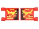 Part No: 2335pb163  Name: Flag 2 x 2 Square with Yellow Gear and 2 Snakes on Red Background and Black Ripped Edge on Both Sides Pattern (Stickers) - Set 70626
