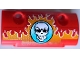 Part No: 24119pb022  Name: Technic, Panel Curved 7 x 3 with 2 Pin Holes through Panel Surface with White Skull on Medium Azur Circle and Orange Flames Pattern (Sticker) - Set 42106