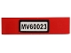 Part No: 2431pb0309  Name: Tile 1 x 4 with Black 'MV60023' on White Background Pattern (Sticker) - Set 60023