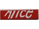 Part No: 2431pb0627 Name: Tile 1 x 4 with White 'Alice' Bottom of Logo on Red Background Pattern (Sticker) - Set 8157 Part No: 2431pb0627 Name: Tile 1 x 4 with White 'Alice' Bottom of Logo on Red Background Pattern (Sticker) - Set 8157
