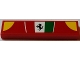 Part No: 2431pb472  Name: Tile 1 x 4 with Ferrari Logo, Black Horse on Italian Flag and Yellow Quarter Circles Pattern (Sticker) - Set 75908