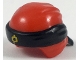 Part No: 24496pb12  Name: Minifigure, Headgear Ninjago Wrap Type 3 with Black Bandana and Knot and Yellow Asian Symbol Pattern