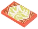 Part No: 26603pb298  Name: Tile 2 x 3 with White Ninja, Force Field, and Fire on Lime Background with Gold Trim Pattern (Ninjago Resilience Banner)