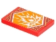 Part No: 26603pb299  Name: Tile 2 x 3 with White Fire on Orange Background with Gold Trim Pattern (Ninjago Strength Banner)
